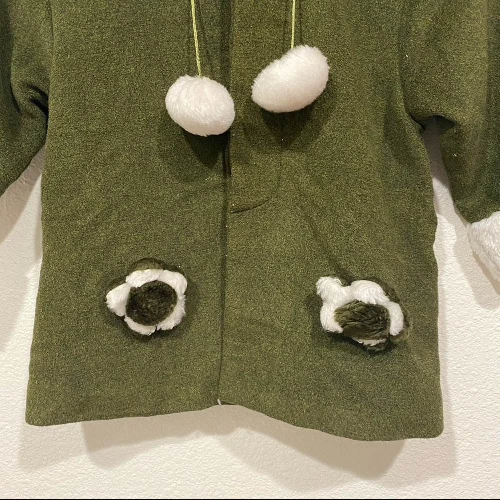 Kids Be Art Girls Green White Faux Fur Jacket Coat Size 5